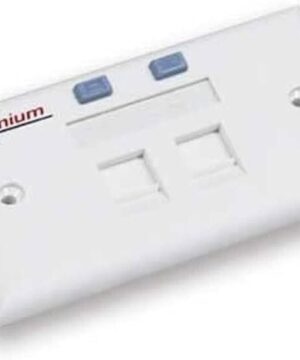 Premium Line 121722110 USA Face Plate, 90°Entry, 70×115, Integral Molding, Shutter type w/ Icon 2-Port, White