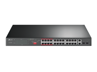 TL-SL1226P 24-Port 10/100Mbps + 2-Port Gigabit Unmanaged PoE+ Switch