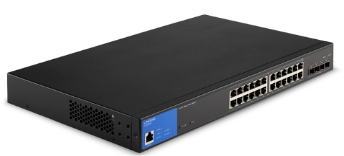 Linksys LGS328MPC Managed PoE+ Switch, 24-Port Gigabit + 4 SFP+, 410W