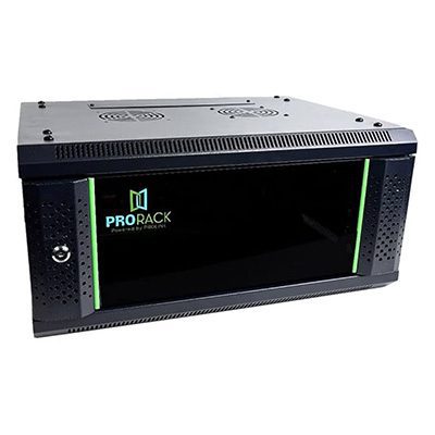 Pr-W6404 Prorack 4U 600*450Wall Mount Cabinet With Glass Door, 1 Fan, 1 Shelf And 1 Pdu 6 Outlet Pr-W6404 1 PR-W6404 ProRack 4U 600 450Wal